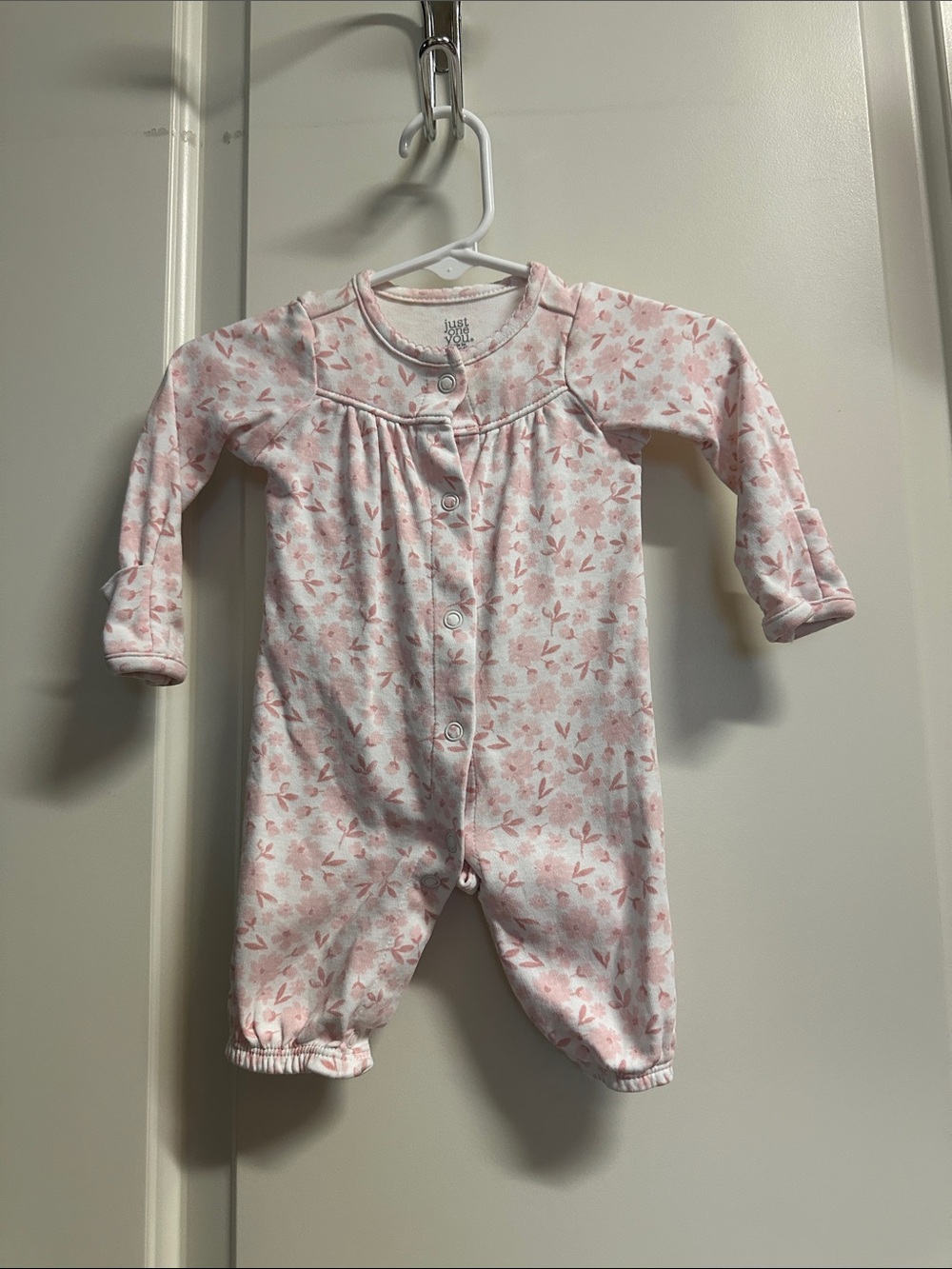 Pink Floral Footed One-Piece for Babies - Soft Cozy Romper